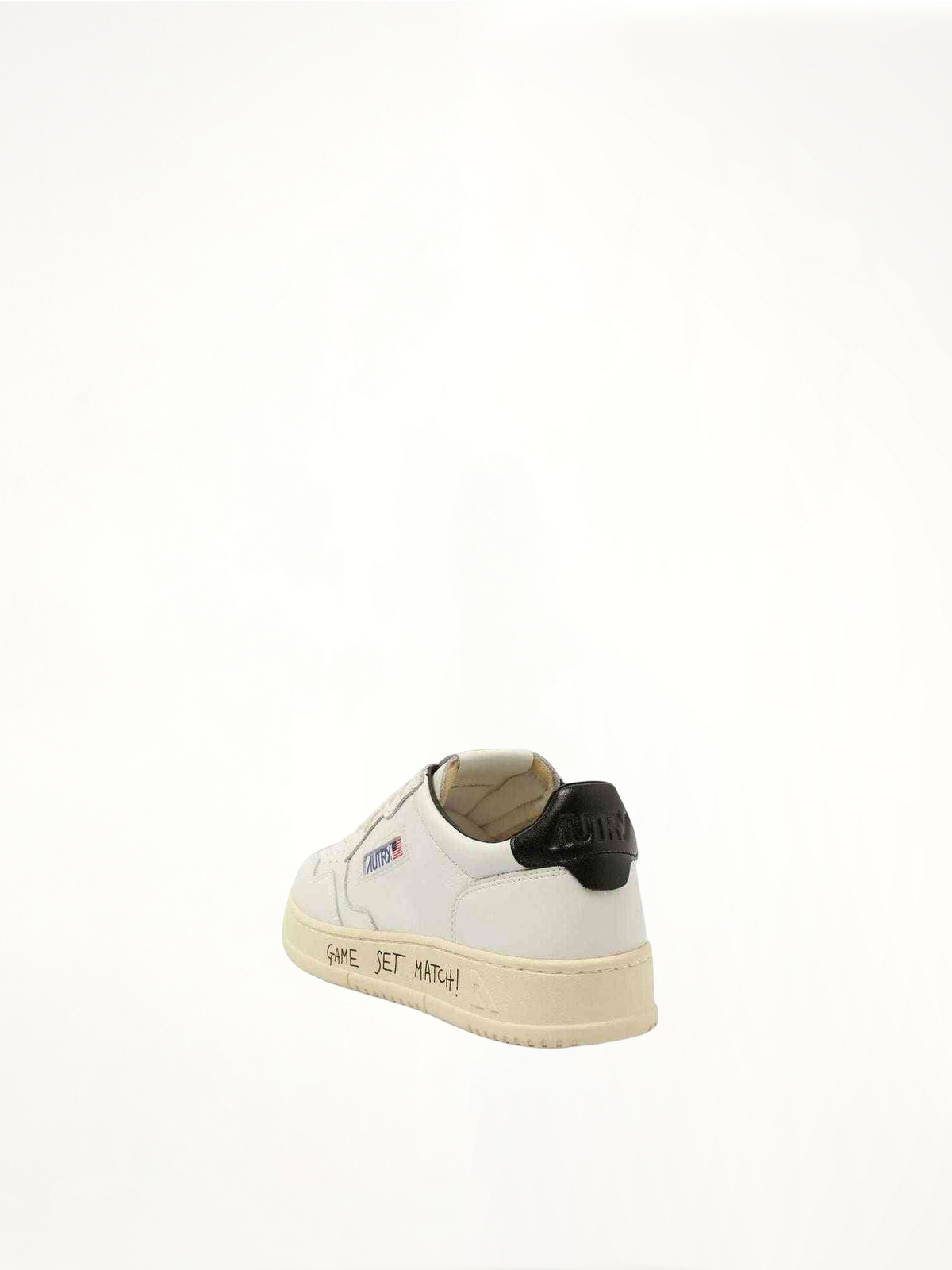 Medalist Low Game Set Sneakers in White/Black Back View | AUTRY