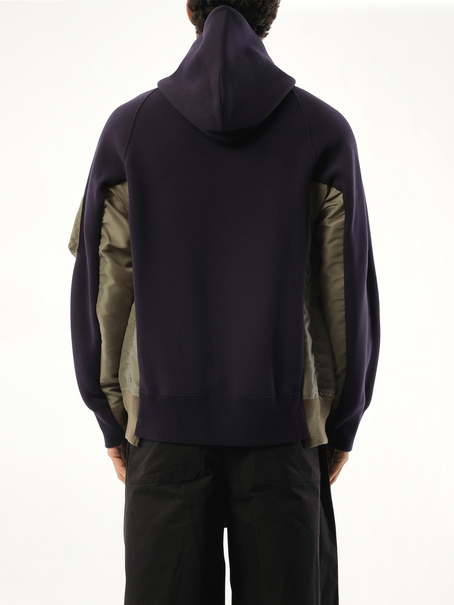 Sponge Sweat Nylon Twill Hoodie in Navy/Khaki