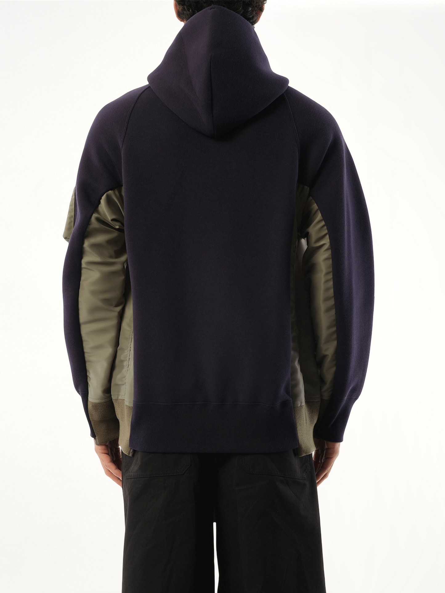 Sponge Sweat Nylon Twill Zip Hoodie in Navy/Khaki
