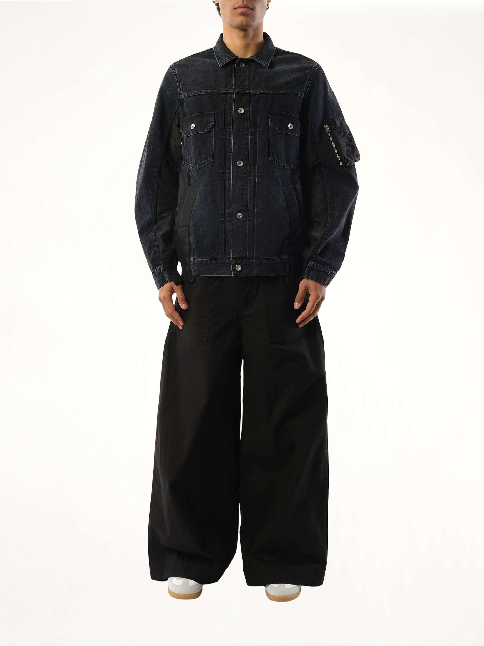 Denim Nylon Twill Jacket in Black