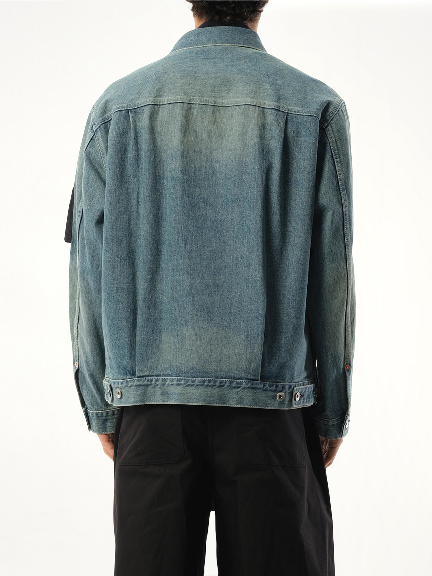 Denim x Nylon Jacket in Light Blue