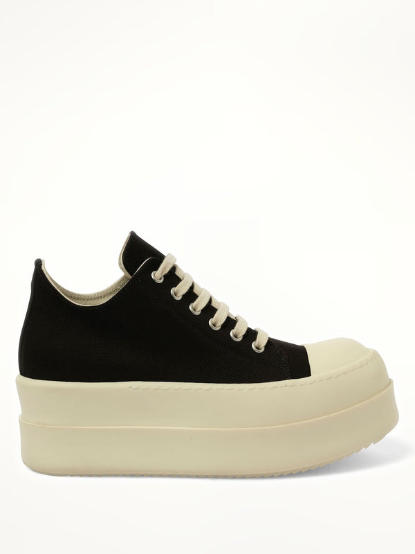 Double Bumper Low Sneaks in Black/Milk Side View | RICK OWENS DRKSHDW
