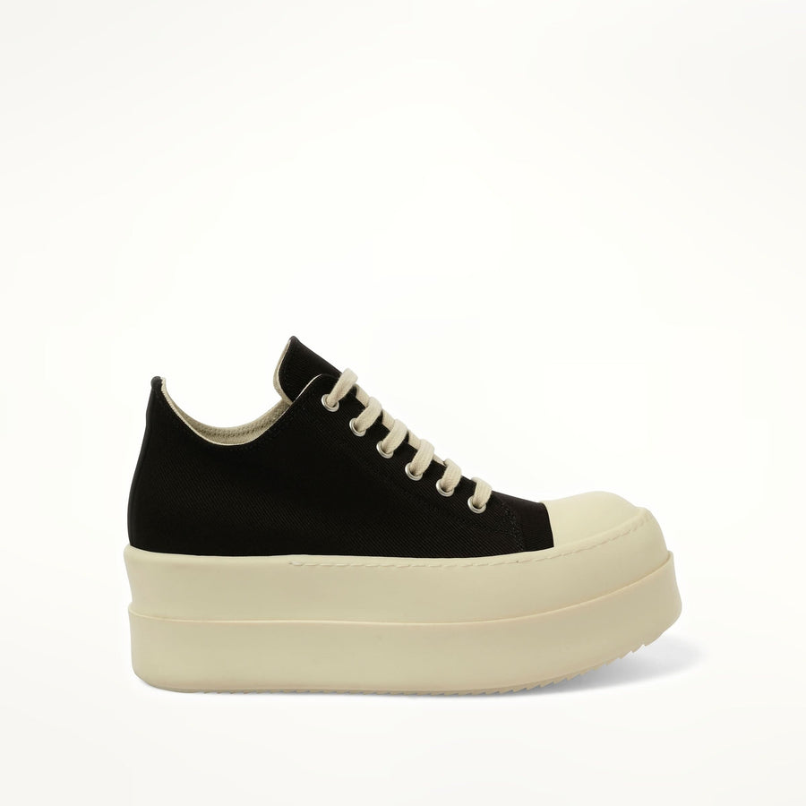 Double Bumper Low Sneaks in Black/Milk Side View | RICK OWENS DRKSHDW