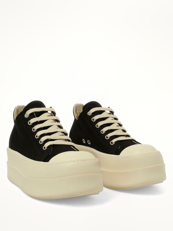 Double Bumper Low Sneaks in Black/Milk Front View | RICK OWENS DRKSHDW
