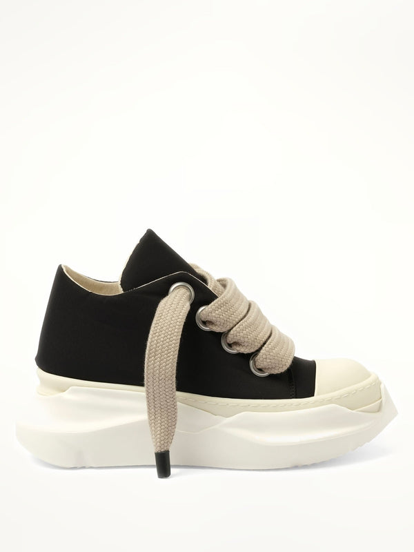Jumbo Laced Abstract Low Sneaks in Black/Pearl Side View | RICK OWENS DRKSHDW