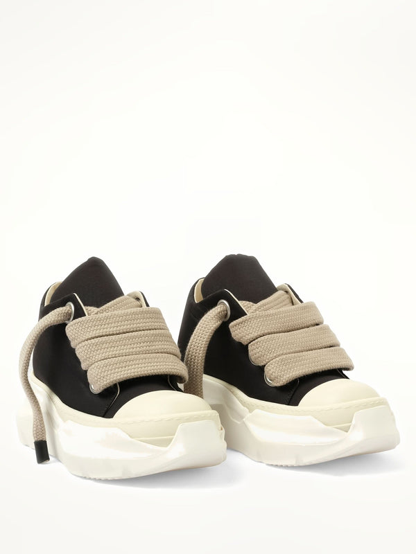 Jumbo Laced Abstract Low Sneaks in Black/Pearl Front View | RICK OWENS DRKSHDW