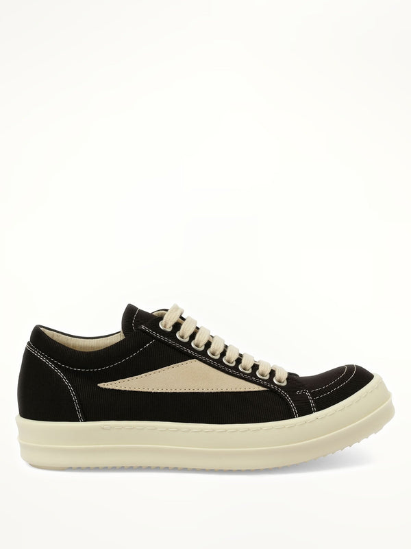 Vintage Sneaks in Black/Milk Side View | RICK OWENS DRKSHDW