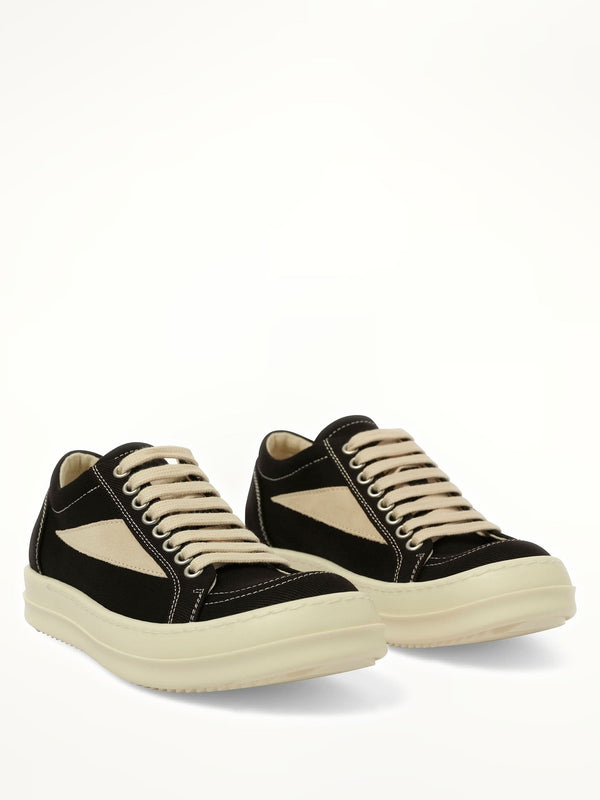 Vintage Sneaks in Black/Milk Front View | RICK OWENS DRKSHDW