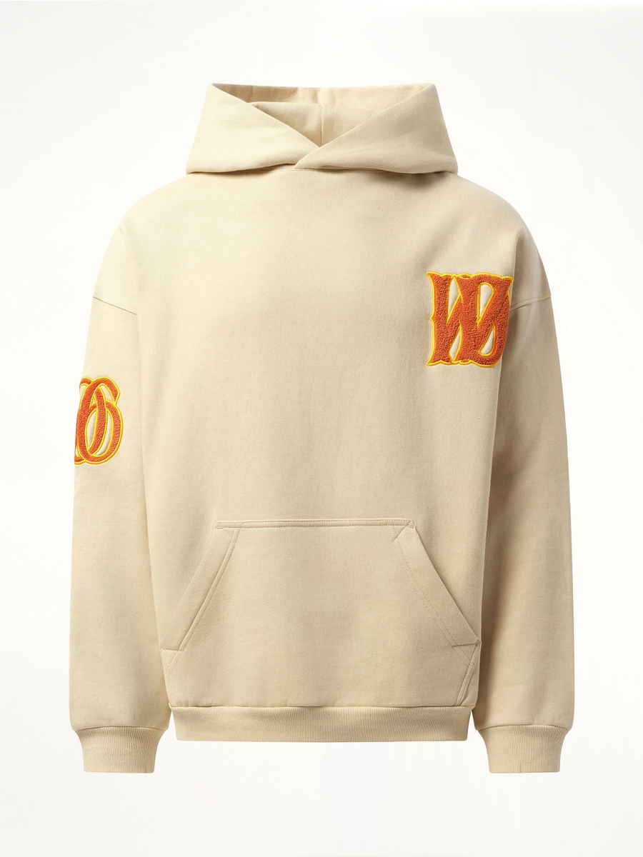 Boucle Letter Logo Hoodie in Beige