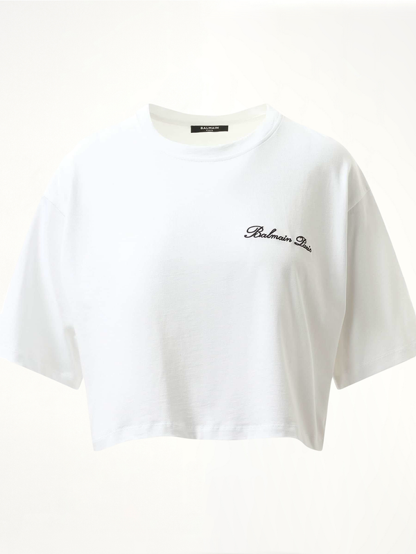 Balmain 白色/黑色标志刺绣短款上衣