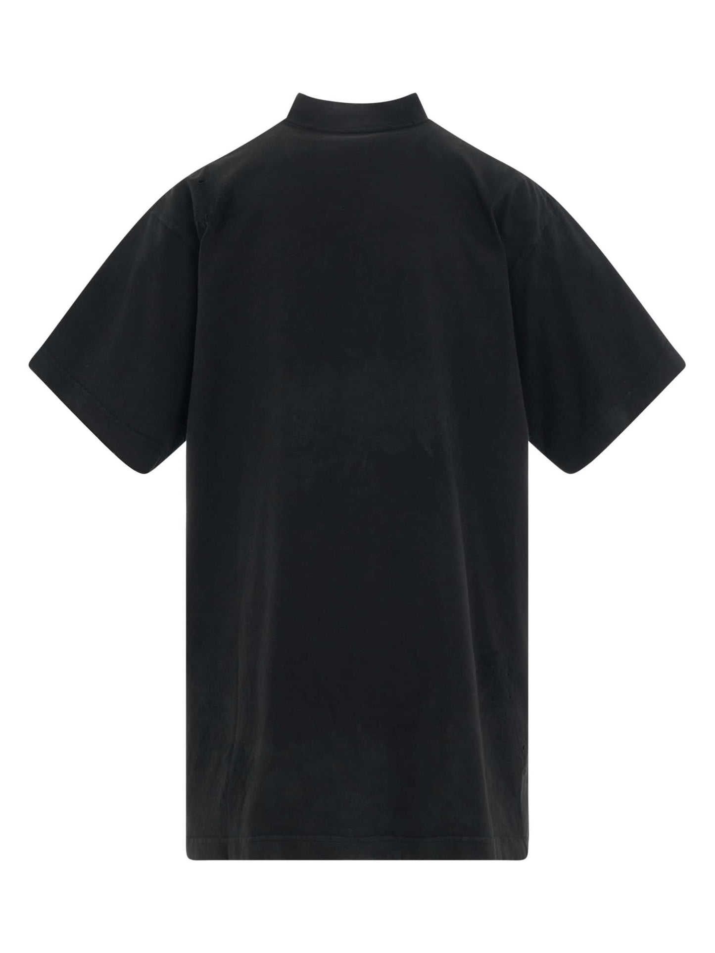 Logo Patch Distressed Oversized T-Shirt in Washed Black
