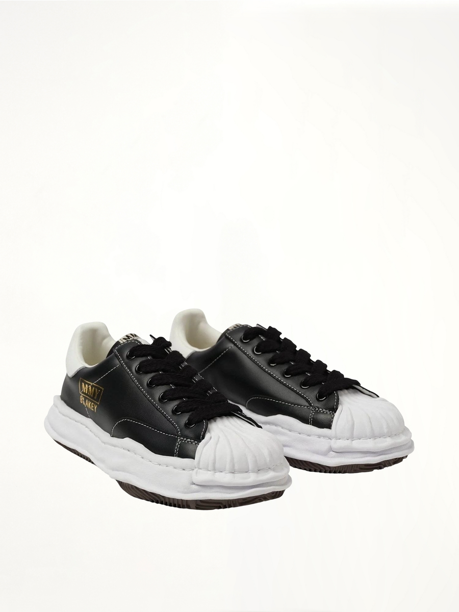 BLAKEY OG Leather Low Top Sneaker in Black Front View | MAISON MIHARA YASUHIRO