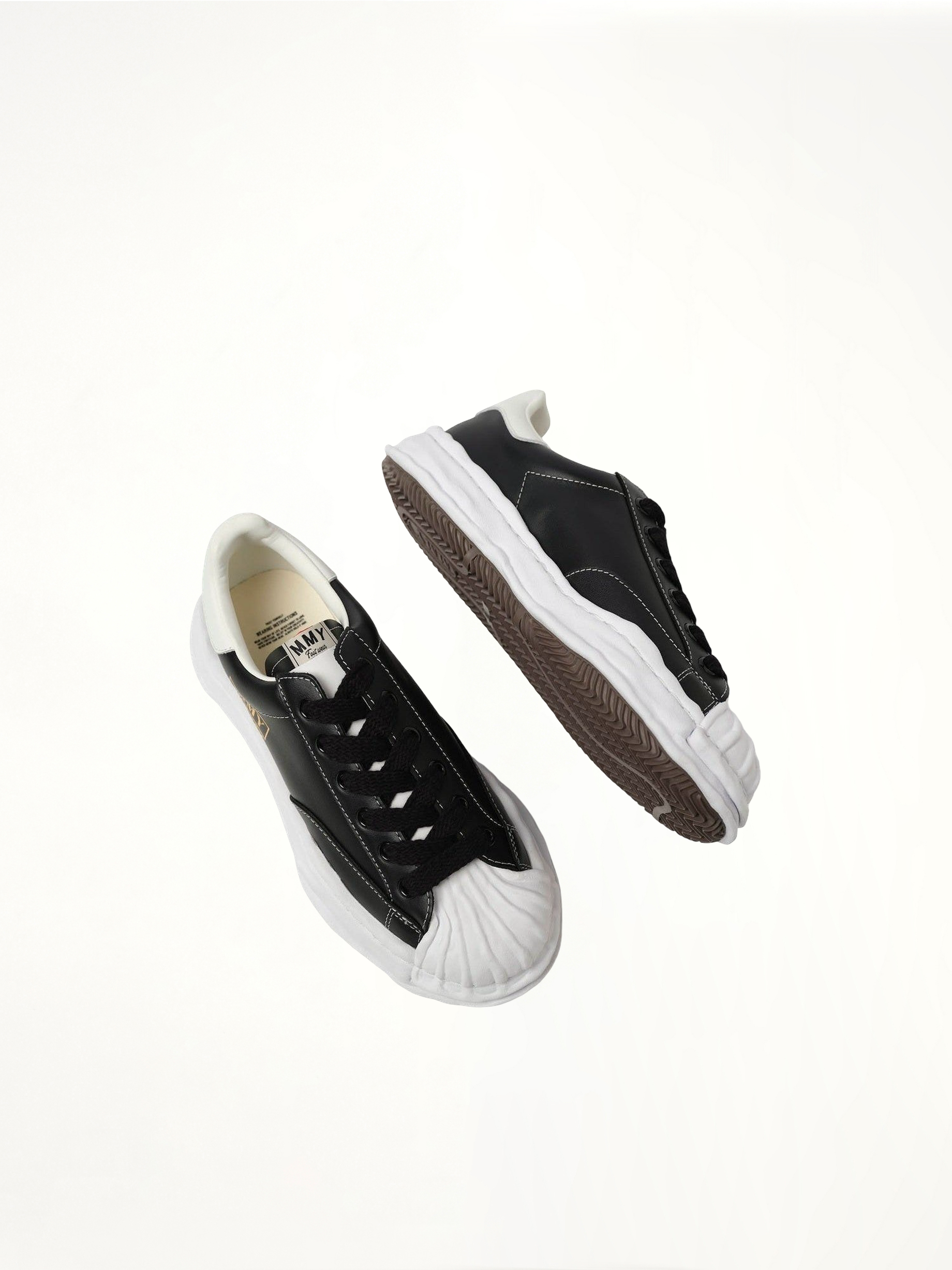 BLAKEY OG Leather Low Top Sneaker in Black Top View | MAISON MIHARA YASUHIRO