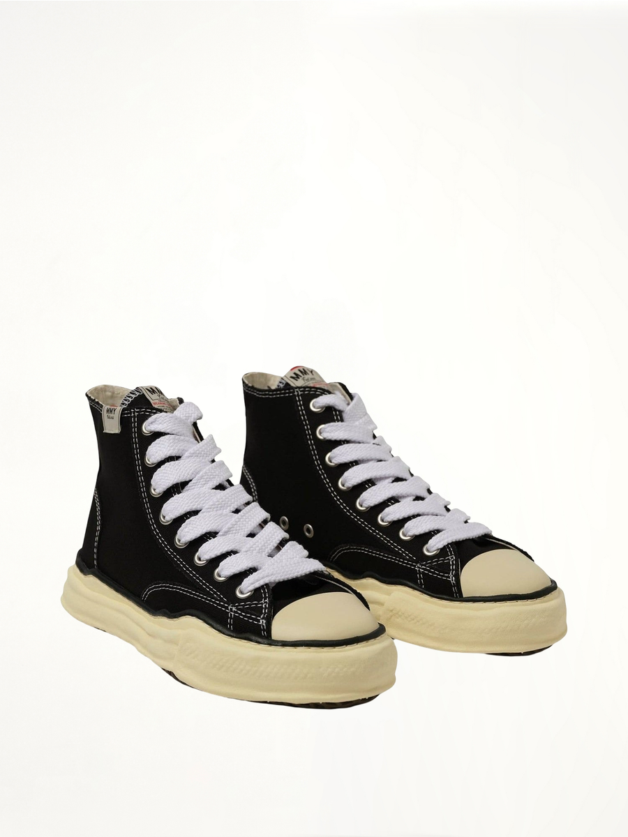 PETERSON OG Vintage High Top Sneaker in Black/White Front View | MAISON MIHARA YASUHIRO
