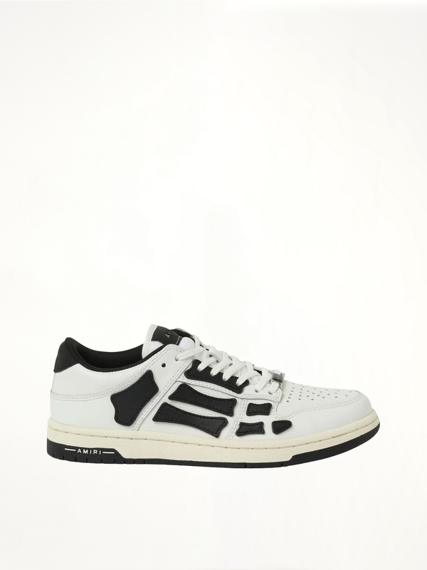 Skeleton Low Top Sneaker in White/Black Side View | AMIRI