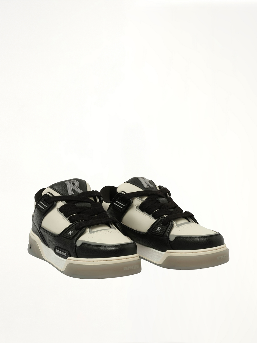 Studio Sneaker in Black/Vintage White Front View | REPRESENT