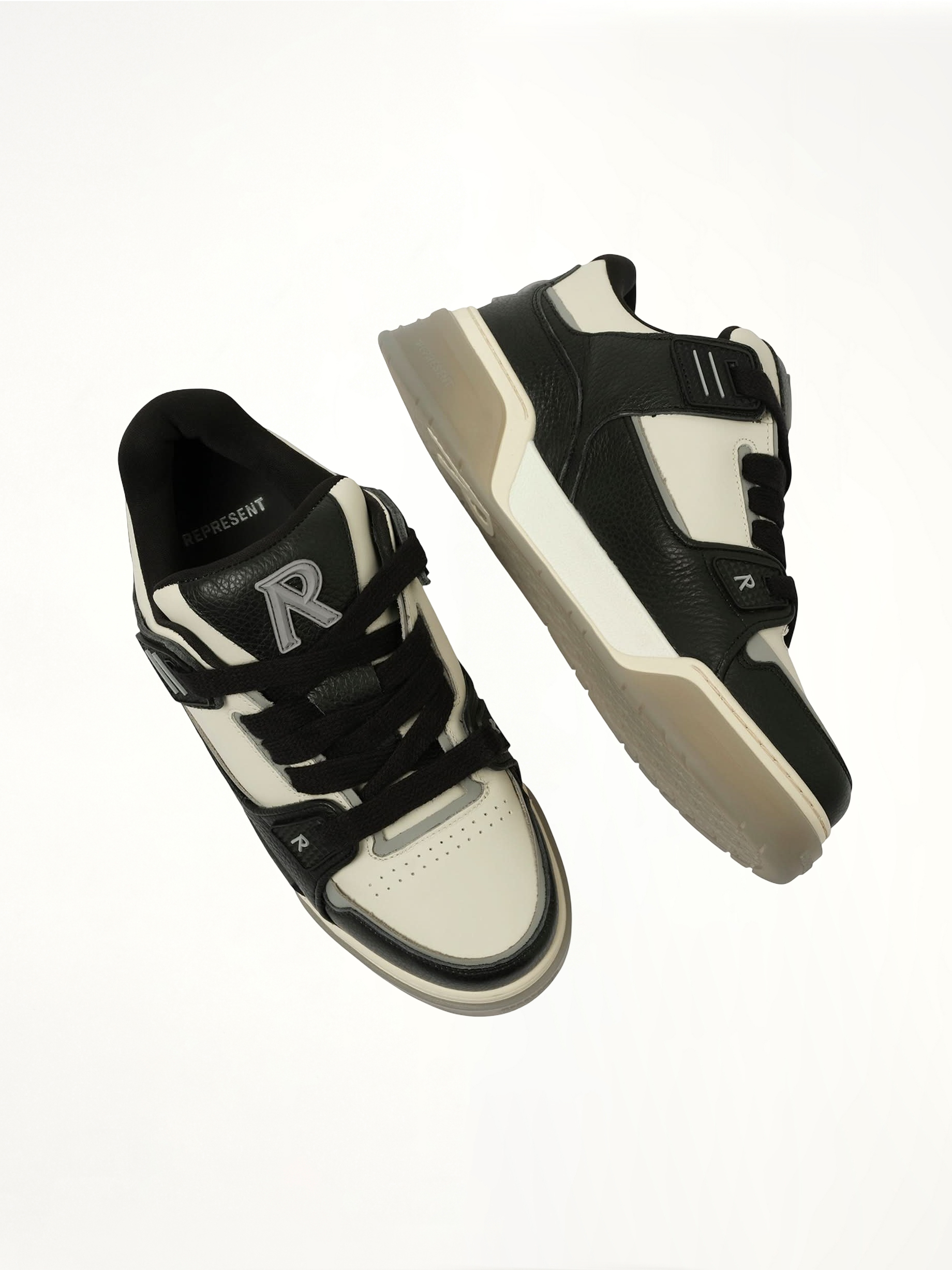 Studio Sneaker in Black/Vintage White Top View | REPRESENT