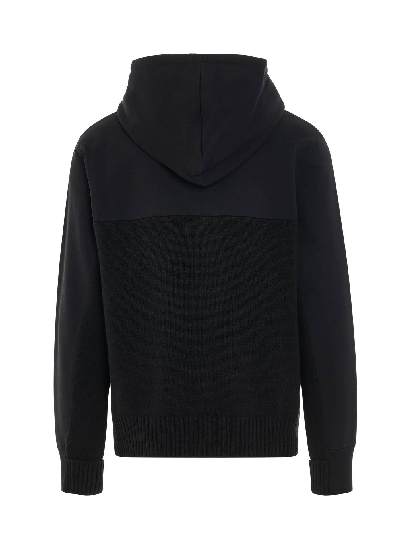 Hybrid Logo with Charm Hooded Sweater in Black