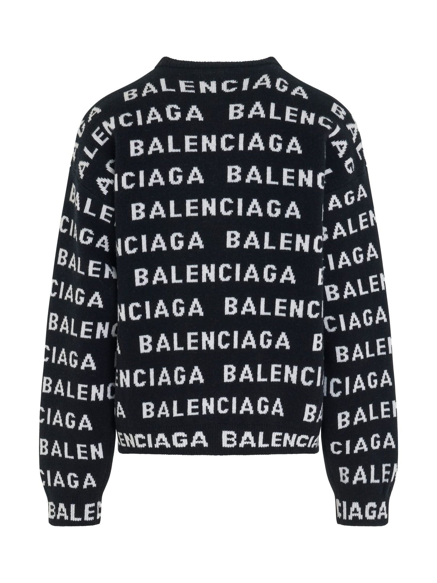 All-Over Logo Knit Sweater in Black/White