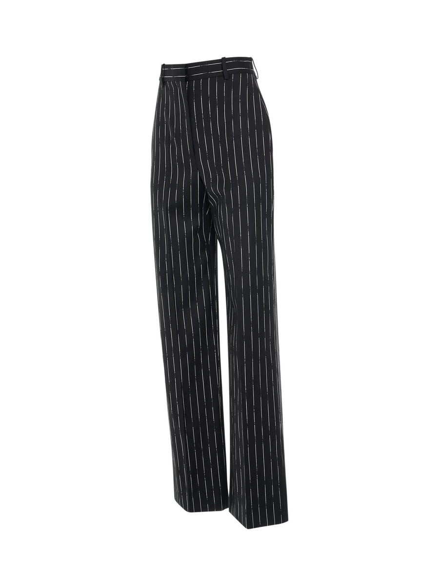 Certified Broken Stripe Wool Pants in Black