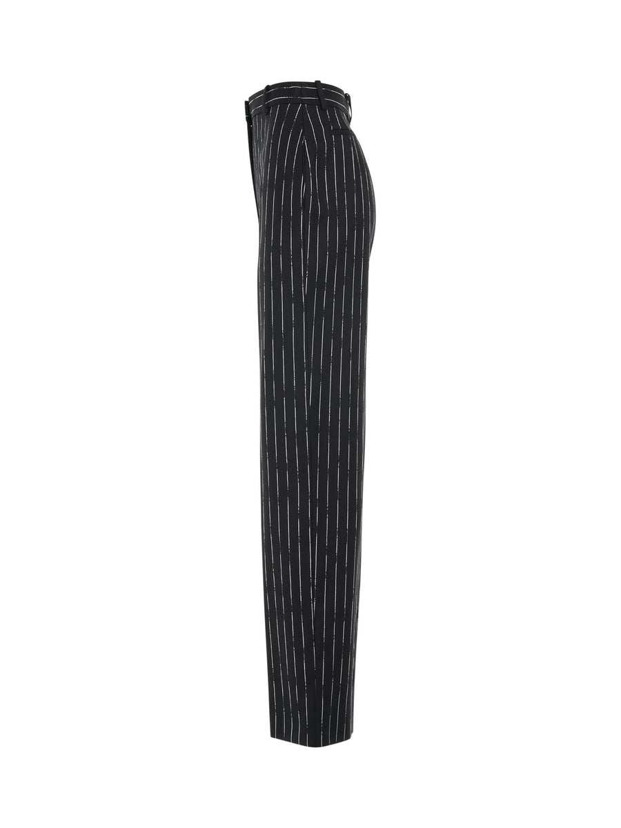 Certified Broken Stripe Wool Pants in Black