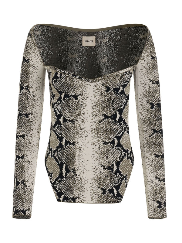 Maddy Bustier Long Sleeve Top in Roccia