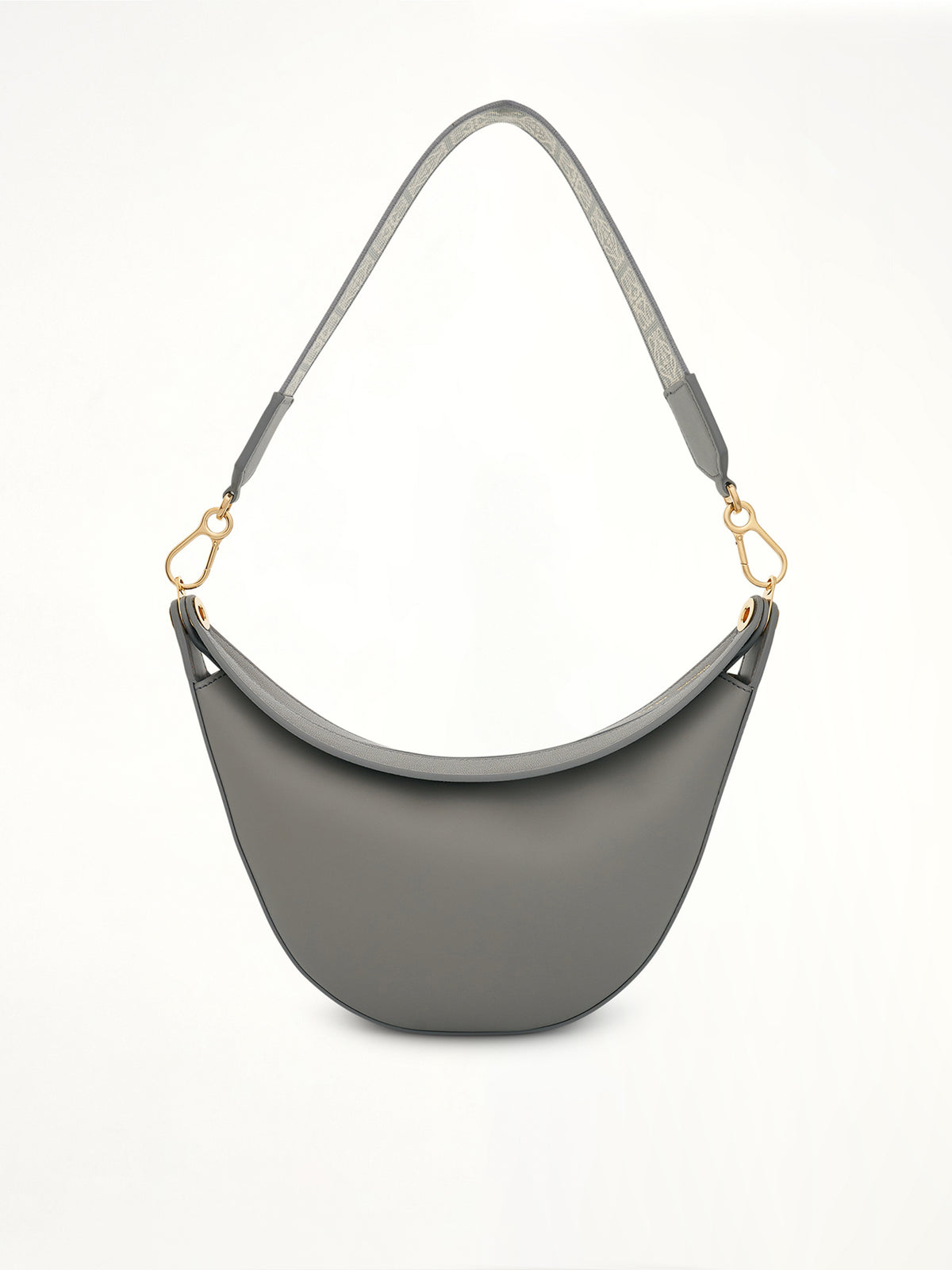 Small Loewe Luna Bag in Satin Calfskin and Jacquard Strap in Pearl Grey