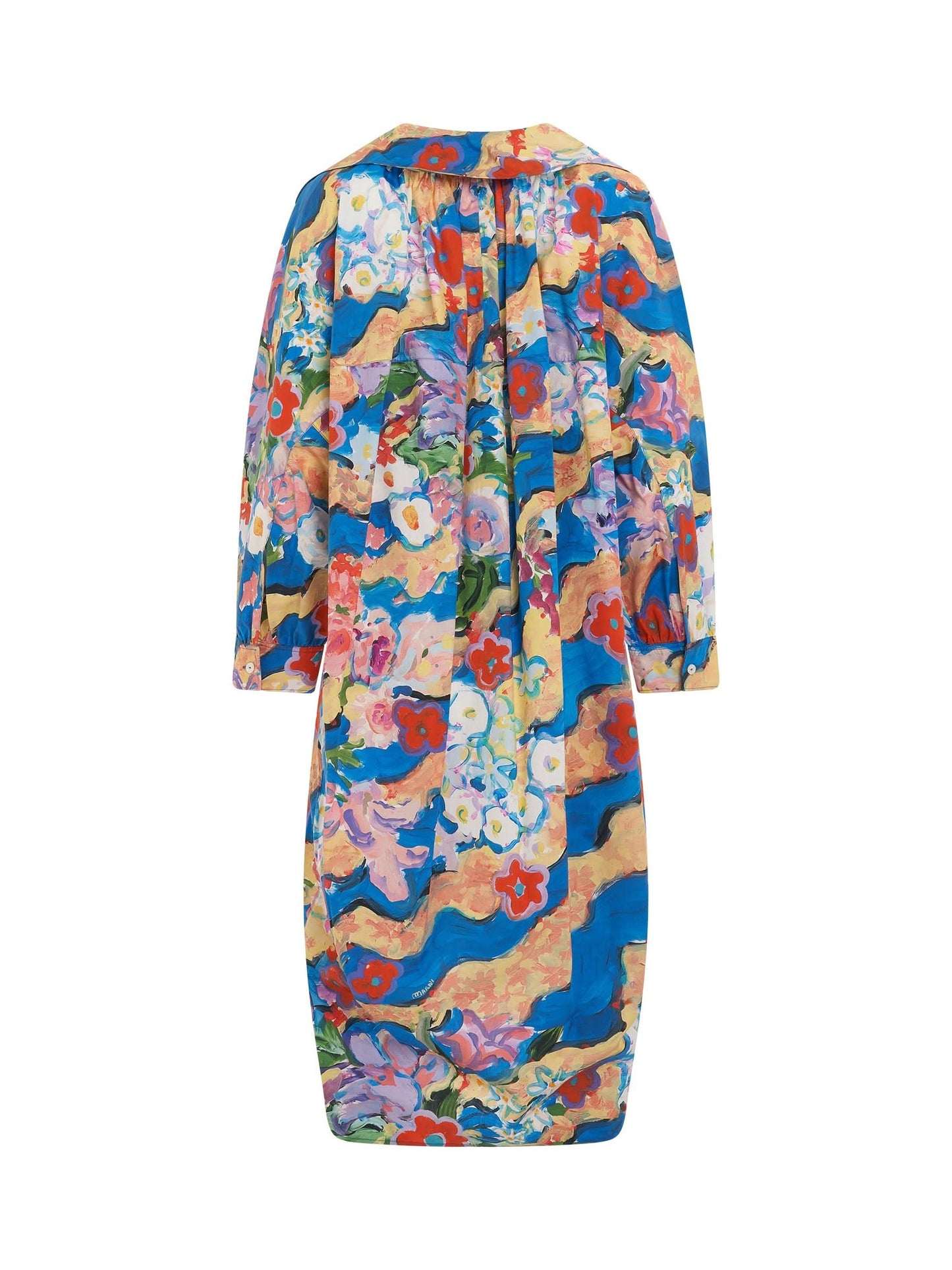 Printed Poplin Dress in Cobalt