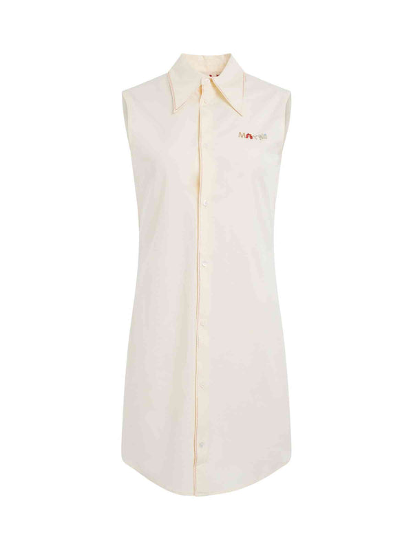 Poplin Shirt Dress in Antique White