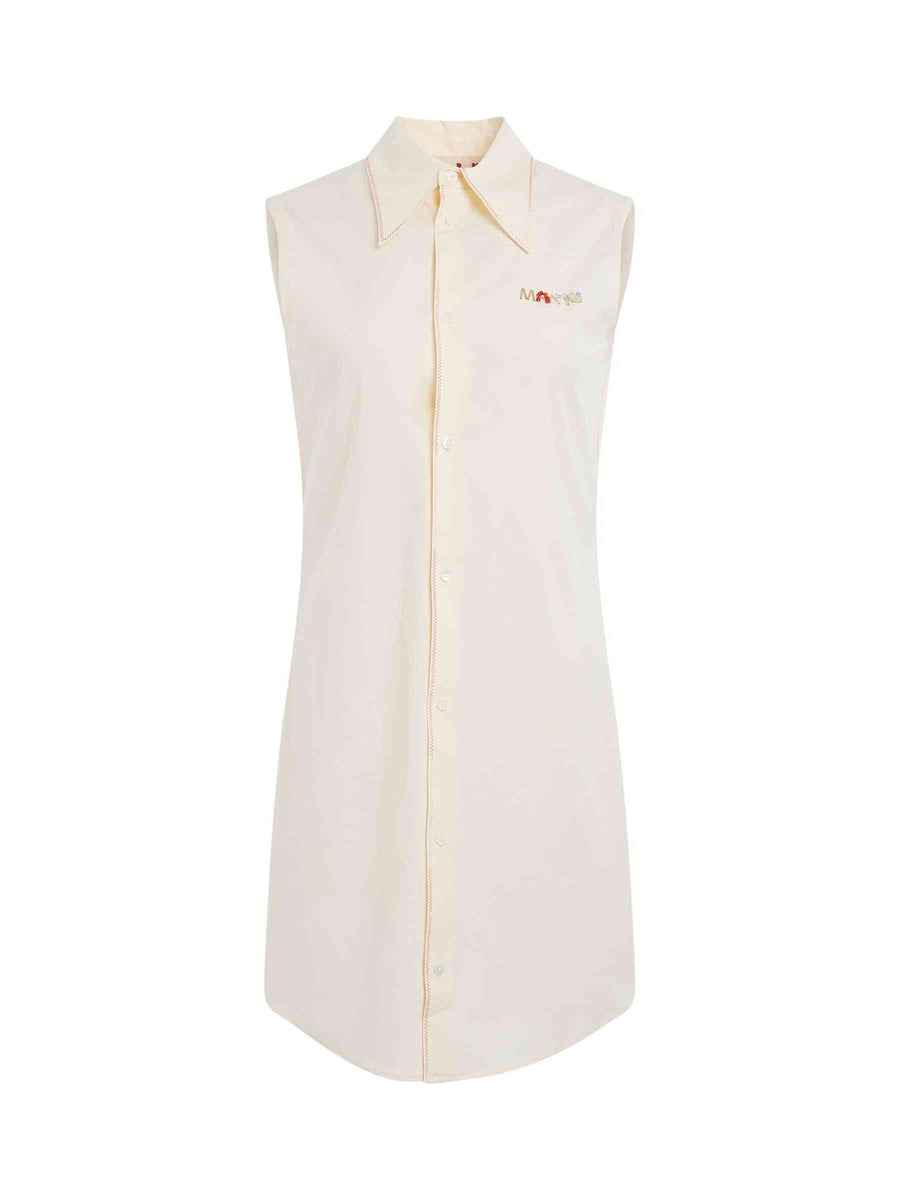 Poplin Shirt Dress in Antique White