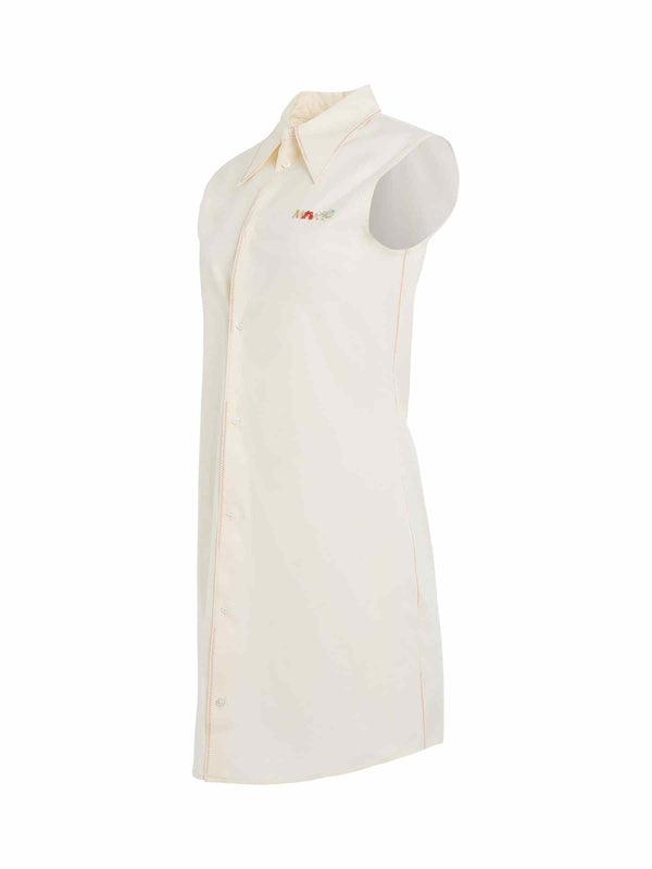 Poplin Shirt Dress in Antique White
