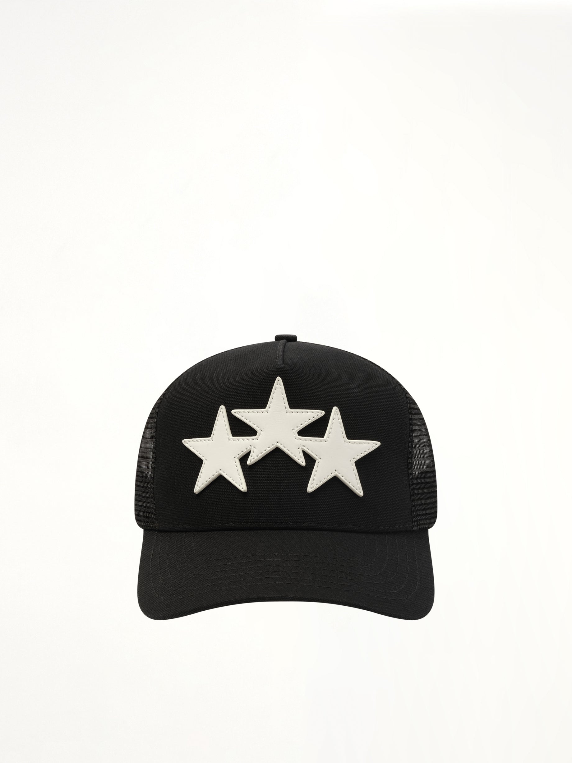3 Star Trucker Hat in Black/White