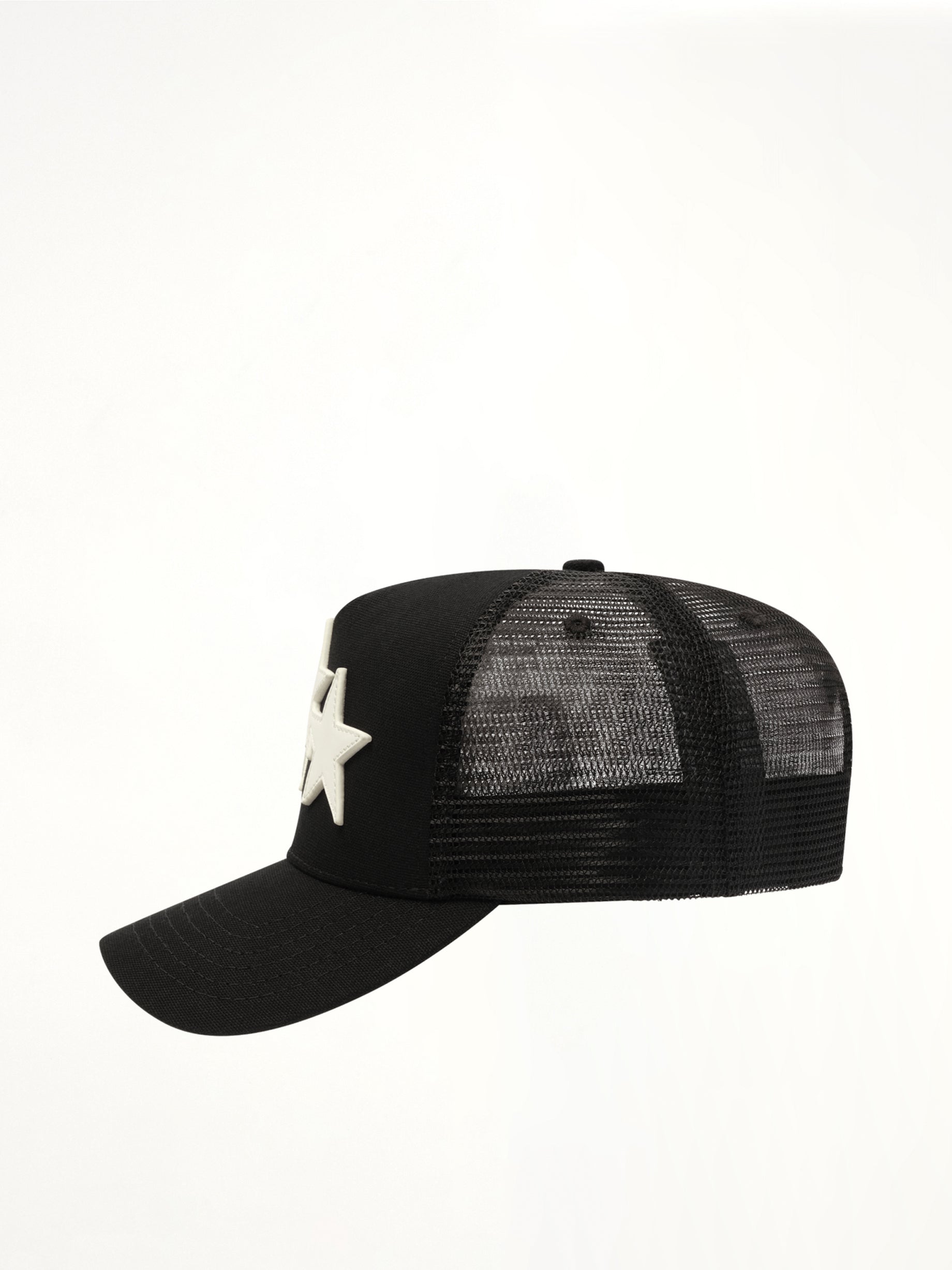 3 Star Trucker Hat in Black/White