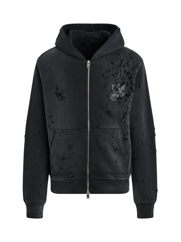 MA Logo Shotgun Zip Hoodie in Faded Black