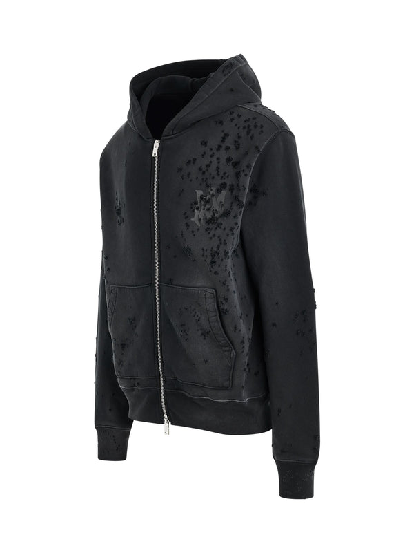 MA Logo Shotgun Zip Hoodie in Faded Black