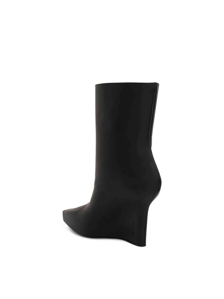 G Lock Wedge Low Box Leather Boots in Black Back View | GIVENCHY