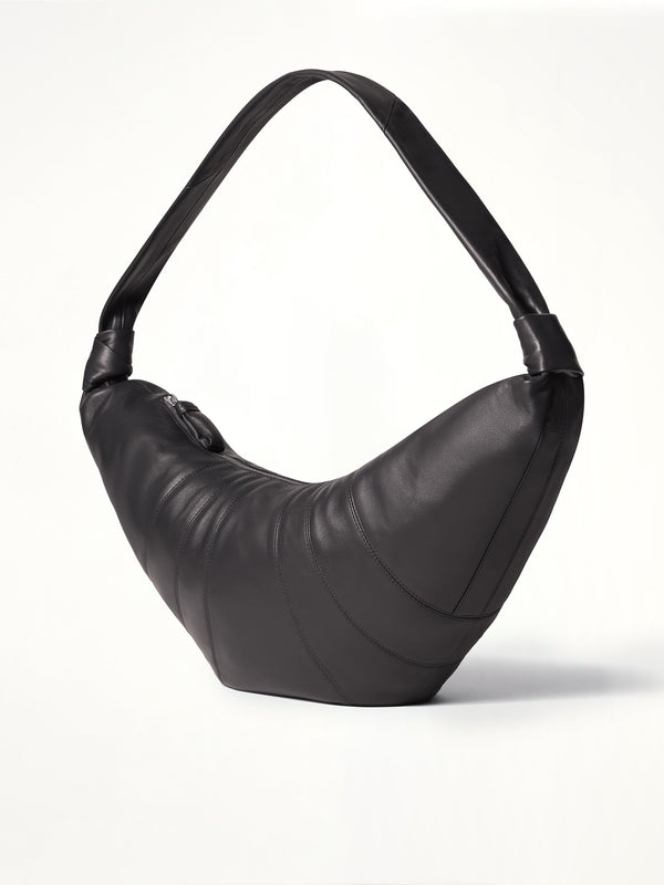 Croissant Large Soft Nappa Leather Bag in Dark Chocolate