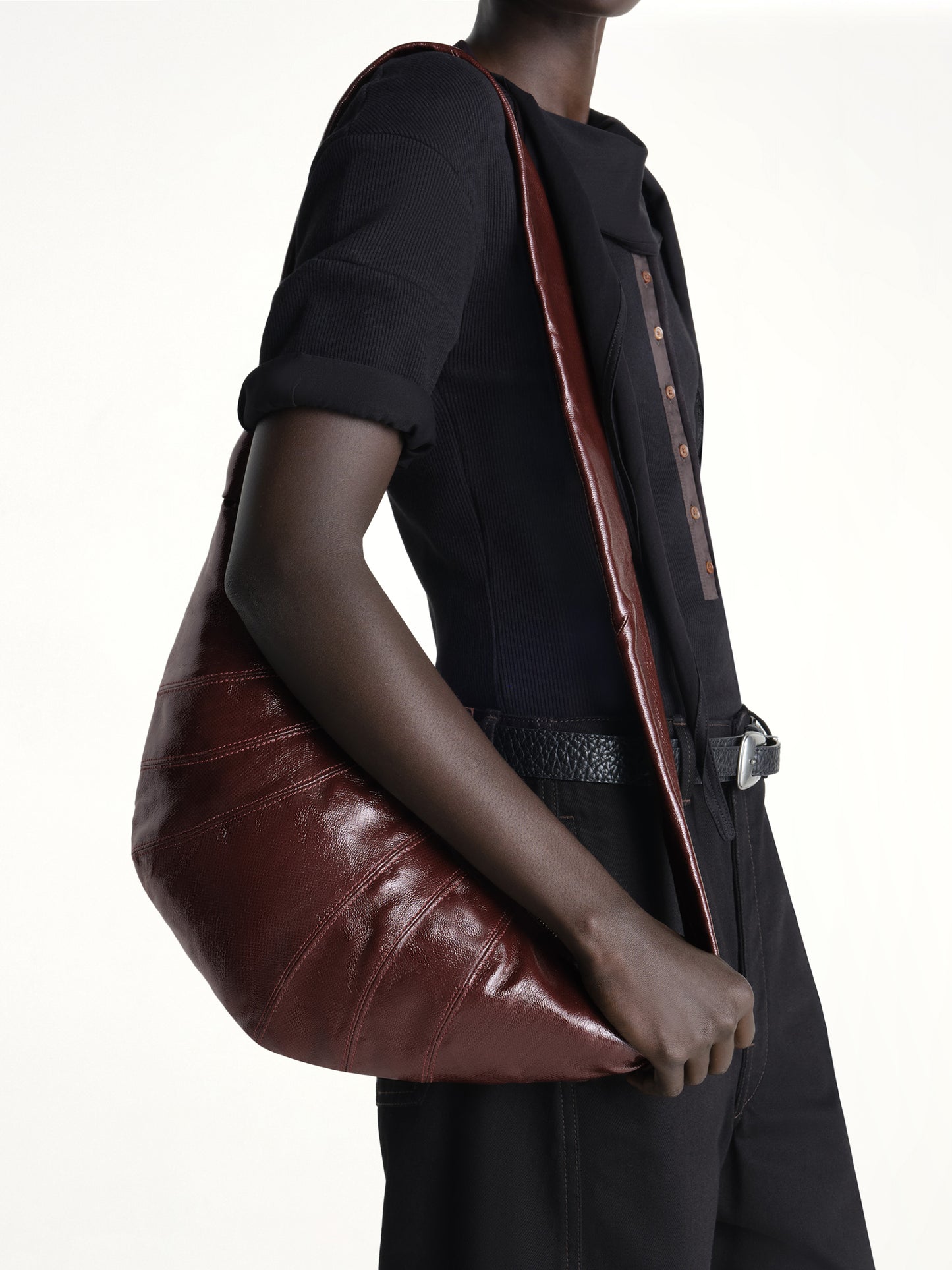 Medium Croissant Bag in Chocolate Fondant