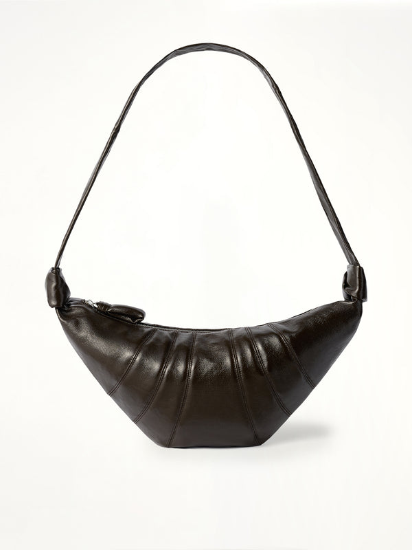 Croissant Medium Coated Cotton Bag in Obsidian Green
