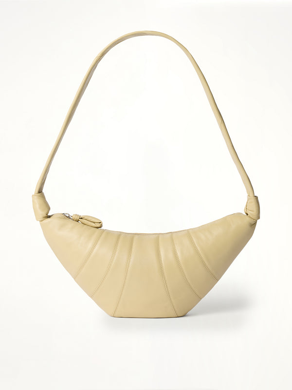 Croissant Medium Soft Nappa Leather Bag in Sesame