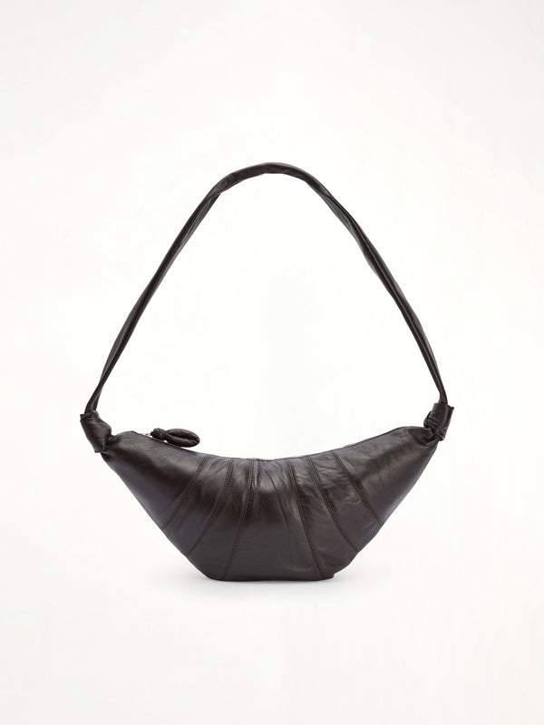 Lambskin Medium Croissant Bag in Dark Chocolate