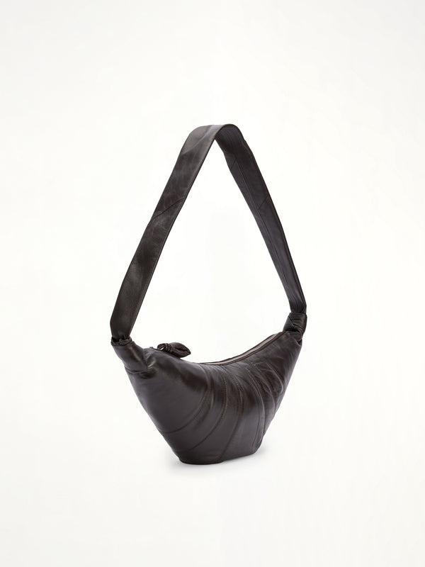 Lambskin Medium Croissant Bag in Dark Chocolate
