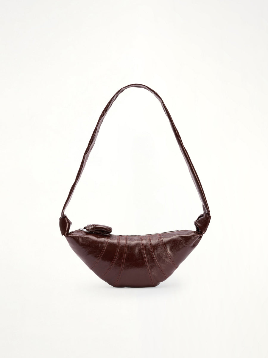Croissant Small Coated Cotton Bag in Chocolate Fondant