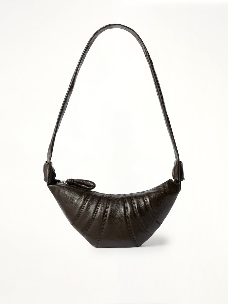 Croissant Small Coated Cotton Bag in Obsidian Green