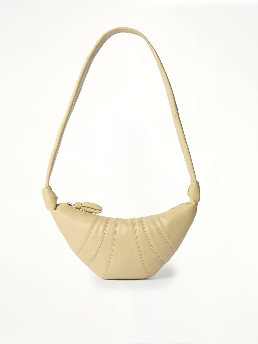 Croissant Small Soft Nappa Leather Bag in Sesame