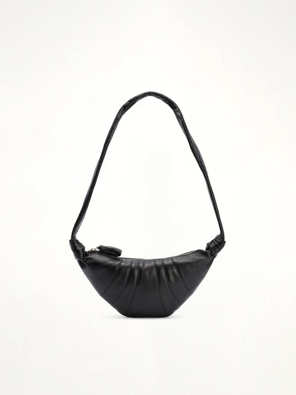 Lambskin Small Croissant Bag in Black