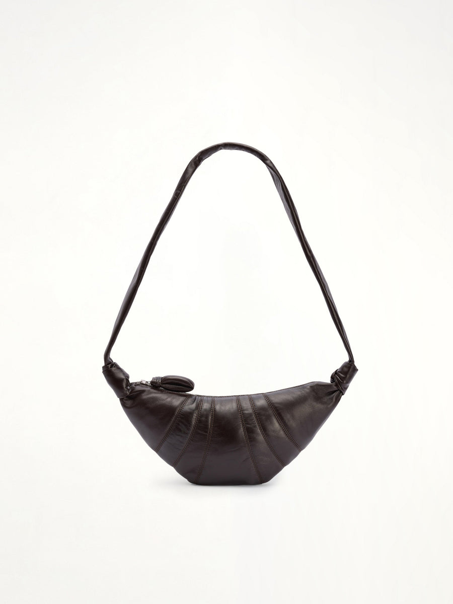 Croissant Small Soft Nappa Leather Bag in Dark Chocolate