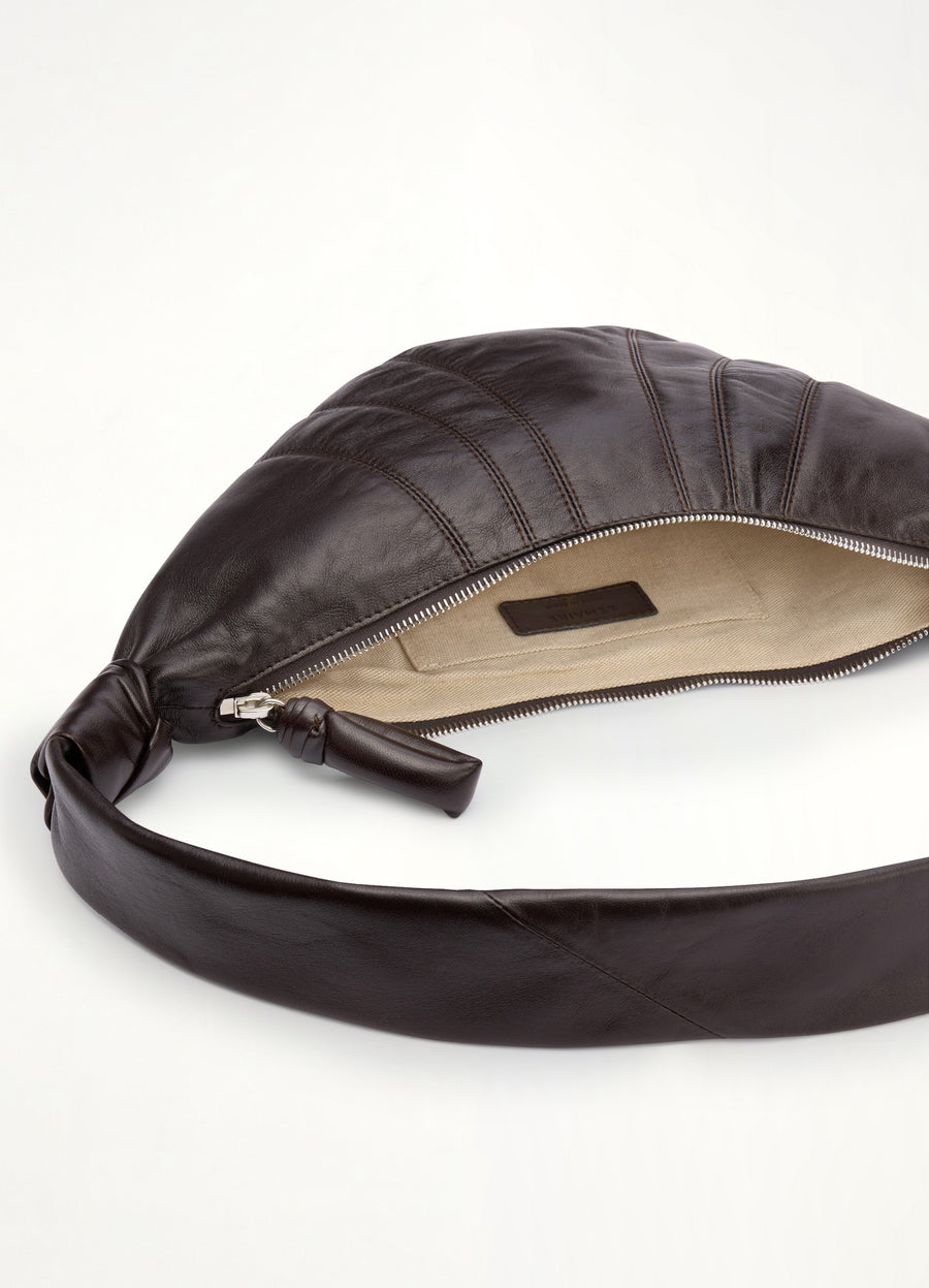 Croissant Small Soft Nappa Leather Bag in Dark Chocolate