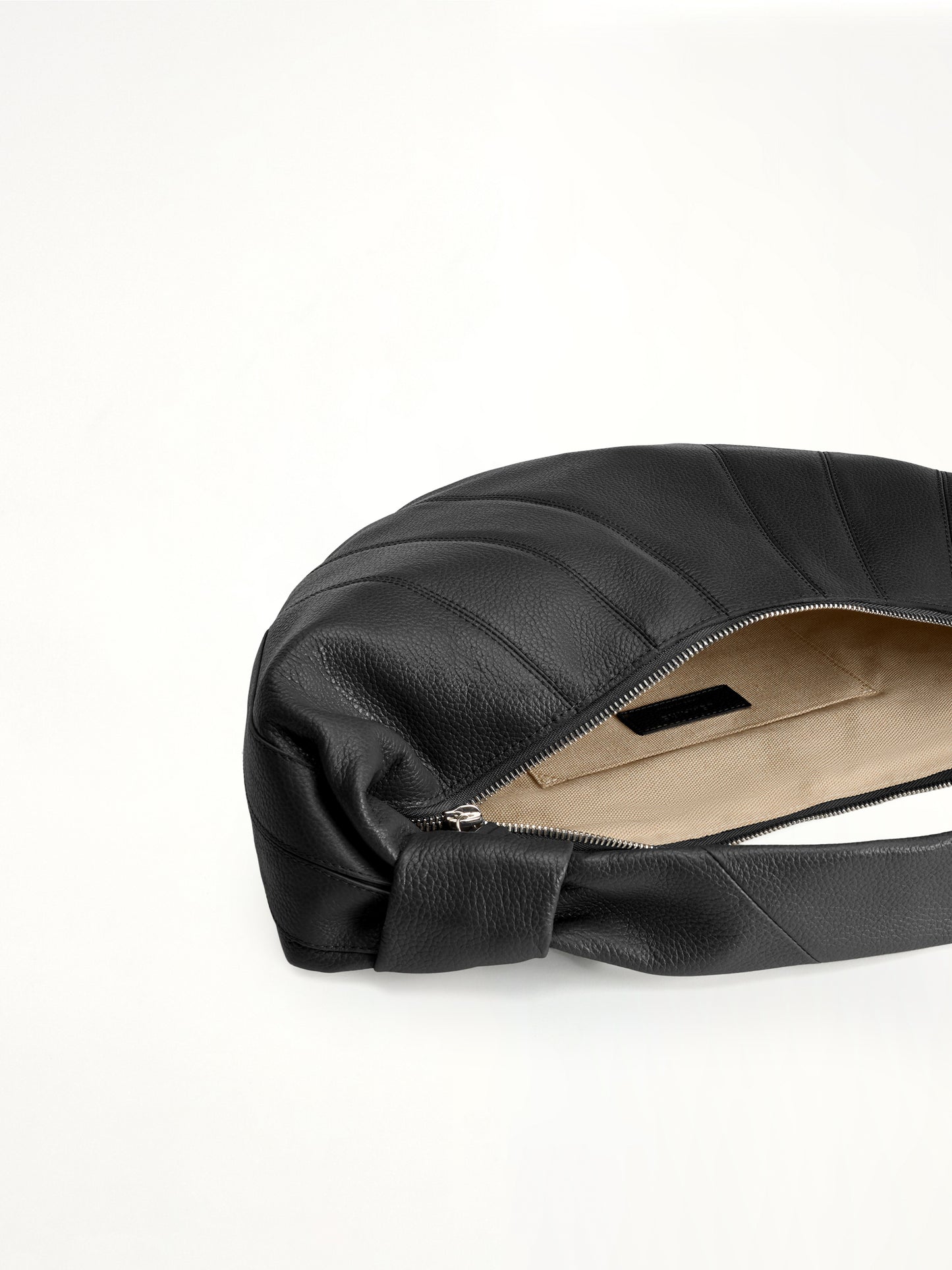 Cowhide Fortune Croissant Bag in Black