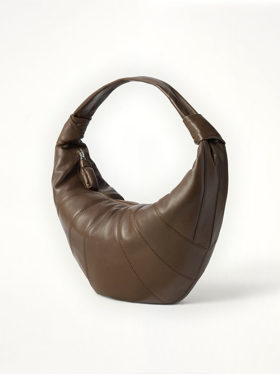 Fortune Croissant Soft Nappa Leather Bag in Otter